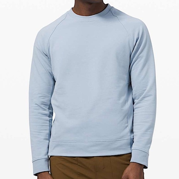 Lululemon City Sweat Crew Neck Pullover Stretch French Terry Chambray Blue L - Picture 1 of 9